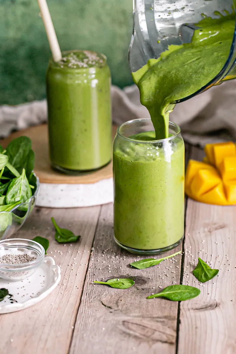 A green smoothie being enjoyed in the morning