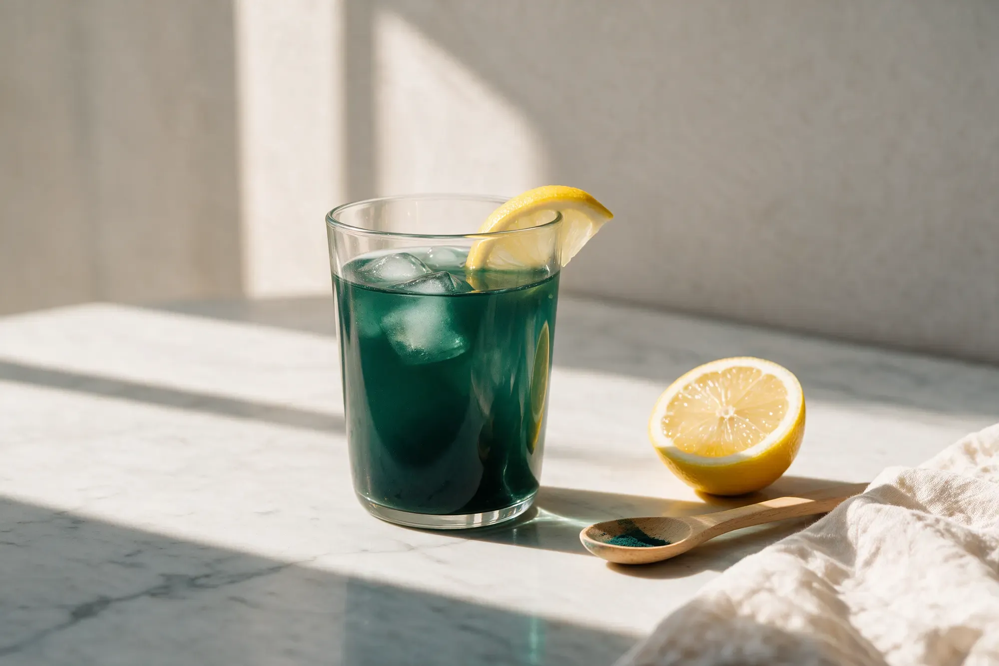 A bright, two-minute spirulina lemonade